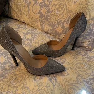 Silver glittery heels